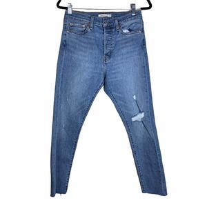 Levis Wedgie Skinny Medium Wash Distressed Jeans